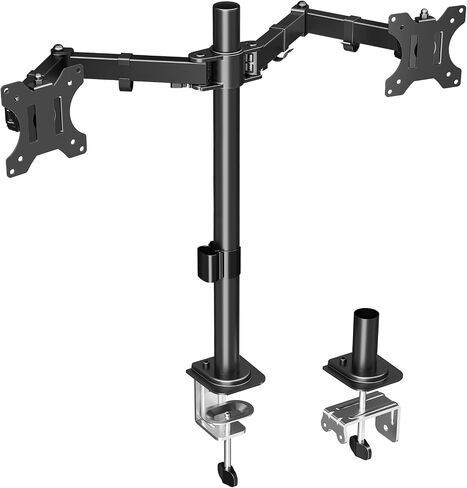 MOUNTUP Dual Monitor Desk Mount, Fully Adjustable Dual Monitor Arm for 2 Max 32 Inch Computer Screens up to 17.6lbs, Dual Monitor Stand Fit Two VESA 75x75&100x100, with C-Clamp and Grommet Base MU0002 in Kuwait