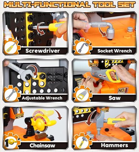 Lehoo Castle Kids Tool Bench with Electric Drill, Realistic Tools, Trucks in Kuwait