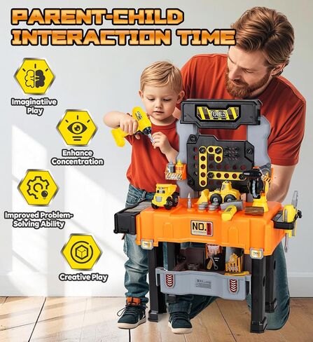 Lehoo Castle Kids Tool Bench with Electric Drill, Realistic Tools, Trucks in Kuwait