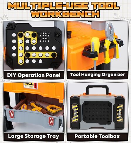 Lehoo Castle Kids Tool Bench with Electric Drill, Realistic Tools, Trucks in Kuwait