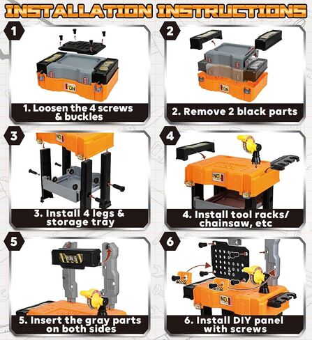 Lehoo Castle Kids Tool Bench with Electric Drill, Realistic Tools, Trucks in Kuwait