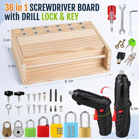 Montessori Screwdriver Board Set, Lock and Key Toy, Toddler Tools 3-5 in Saudi Arabia