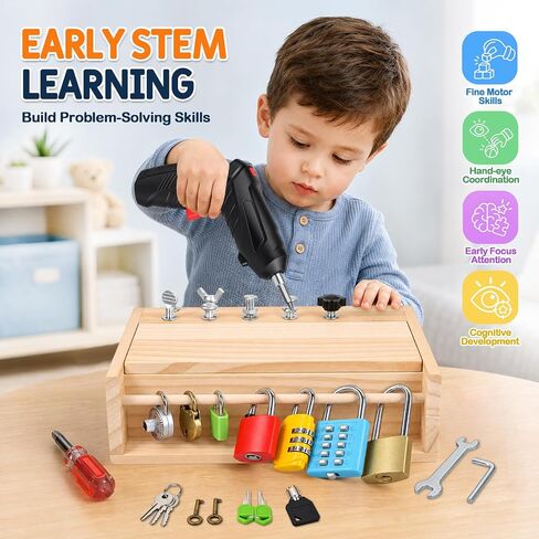 Montessori Screwdriver Board Set, Lock and Key Toy, Toddler Tools 3-5 in Saudi Arabia