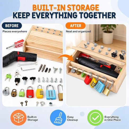 Montessori Screwdriver Board Set, Lock and Key Toy, Toddler Tools 3-5 in Saudi Arabia