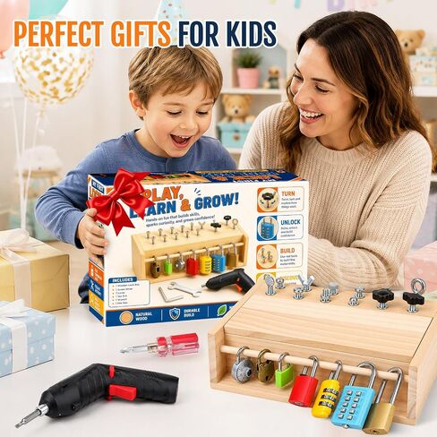 Montessori Screwdriver Board Set, Lock and Key Toy, Toddler Tools 3-5 in Saudi Arabia