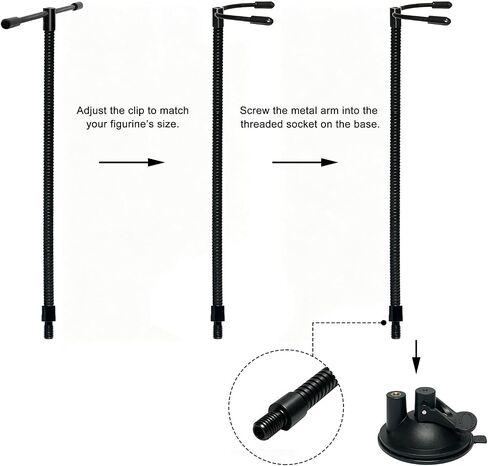 Action Figure Stand, Reusable Suction Cup Wall Mount Base, Adjustable Metal Clips & Flexible Arms for Dynamic Figure Posing in Saudi Arabia