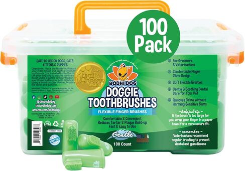 Bodhi Dog Finger Toothbrush for Dogs & Cats - Puppy Toothbrush with Soft Flexible Silicone Bristles, Gentle for Sensitive Gums, Promotes Healthy Teeth & Gums, Easy Teeth Cleaning Tool (50 Count) in Saudi Arabia
