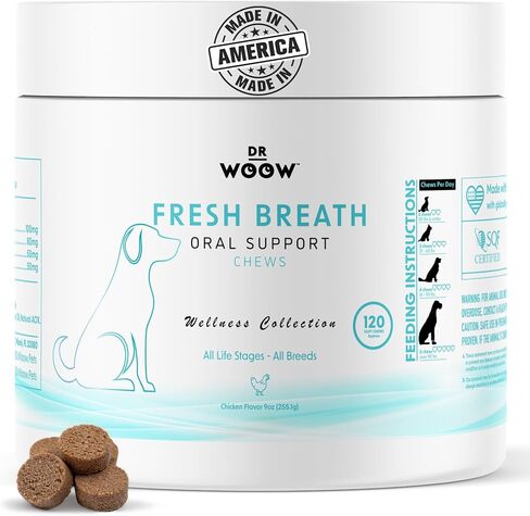 Dr. Woow Fresh Breath Dog Oral Care | Dog Breath Treats | 120 Chews in Saudi Arabia
