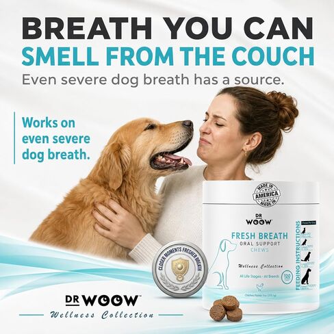 Dr. Woow Fresh Breath Dog Oral Care | Dog Breath Treats | 120 Chews in Saudi Arabia