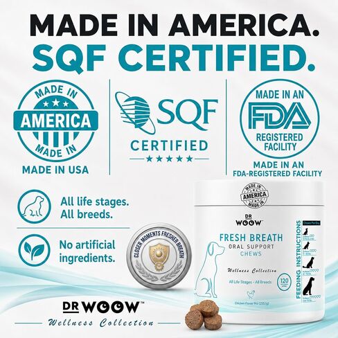 Dr. Woow Fresh Breath Dog Oral Care | Dog Breath Treats | 120 Chews in Saudi Arabia