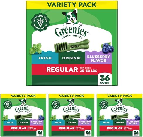 Greenies Regular Natural Dental Dog Treats, Flavor Variety Pack, 36 Count in Kuwait