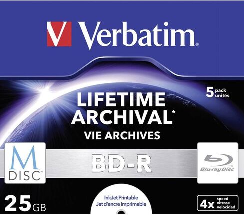 Verbatim 43823 25GB 4X M-Disc BD-R - 5 Pack Jewel Case in Kuwait