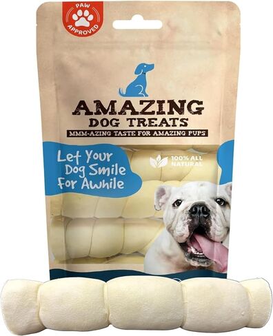 Amazing Dog Treats - Beef Cheek Rolls -(Mega Thick 4" - 6 Pcs) No Hide - Safe Rawhide Alternative Dog Chew - Great for Power Chewers - Long Lasting Dog Chew - No Splinters - Retriever Rolls for Dogs in Kuwait