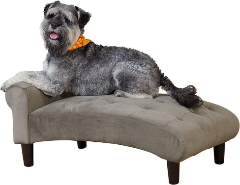 Paws & Purrs Luxury Cat Chaise Lounge Sofa – Tufted Raised Pet Bed | Plush 4″ Cushion, Elegant Furniture for Cats or Dogs, Easy-Assemble, Ash in Saudi Arabia