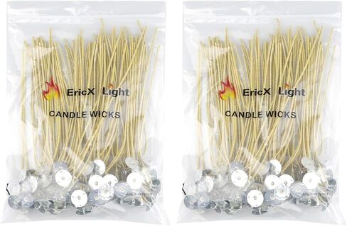 EricX Light Organic Hemp Candle Wicks, 100 Piece 8" Pre-Waxed by Beeswax & Tabbed, for Candle Making in Kuwait
