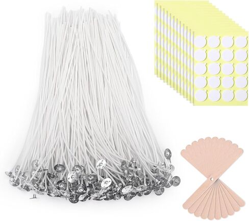 160Pcs 4/6/8in Pre Waxed Cotton Candle Wick, Wick Stickers in Saudi Arabia