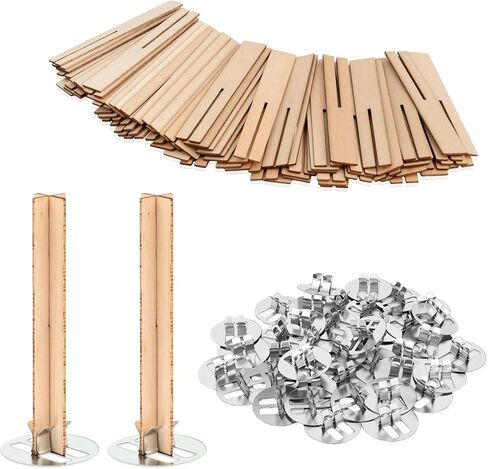 25 Set Wood Candle Wicks Cross Shape 4x0.4inch / 100x10mm, Cross Wooden Wicks w/Iron Stands for Soy Candle Making, Natural Wood Wick Core Handmade Candles Supplies in Saudi Arabia