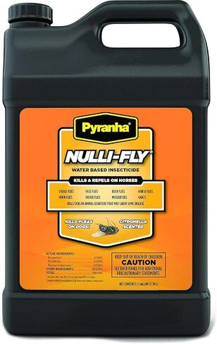 PYRANHA Nulli-Fly Horse Fly Spray – Water-Based Formula for Sensitive Skin, Kills and Repels Flies, Gnats, Lice, Ticks, Ready to Use, Citronella Scent in Kuwait