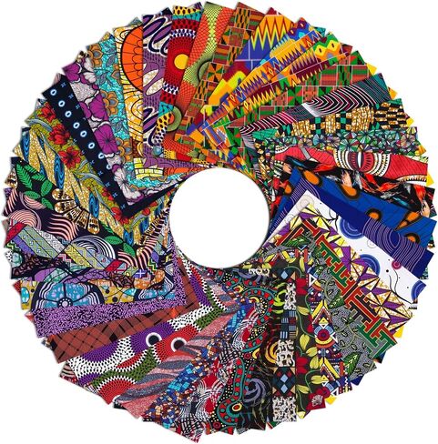 20 Pcs African Print Cotton Fabric Squares, 10 x 10 Inch No Repeat Kente Cloth Ankara Precut Quilt Squares for Patchwork, Quilting, Sewing and DIY Crafts in Kuwait