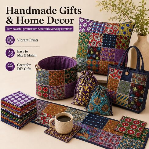 42 Pcs African Print Cotton Fabric Squares, 5 x 5 Inch No Repeat Kente Cloth Ankara Precut Quilt Squares for Patchwork, Quilting, Sewing and DIY Crafts in Kuwait