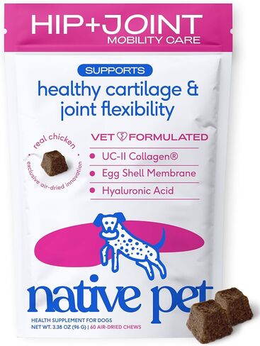 Native Pet Hip & Joint Advanced Care Dog Joint Supplement Powder for Mobility & Movement Support, Joint Supplement for Dogs with HMB, UC-II Collagen, Green Lipped Mussel & Hyaluronic Acid – 30 Scoops in Kuwait