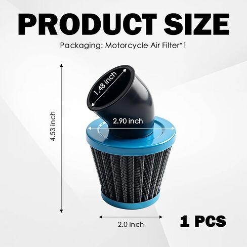40-38mm Air Filter with Rubber Tube,45° Angled Motorcycle Air Filter Blocks Dirt & Debris,Conical Mini Bike Airs Filters for Motorcycle Carburetor Compatible with Dirt Bike/ATV in Saudi Arabia