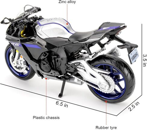 RMZ City Compatible with 1:12 Motorcycle Model Yamaha YZF-R1M Vehicle, Motorcycle Collection and Decoration Diecast Motorcycle Toy Car for Kids Boys Girls, Gift Silver in Saudi Arabia