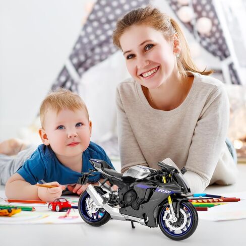 RMZ City Compatible with 1:12 Motorcycle Model Yamaha YZF-R1M Vehicle, Motorcycle Collection and Decoration Diecast Motorcycle Toy Car for Kids Boys Girls, Gift Silver in Saudi Arabia