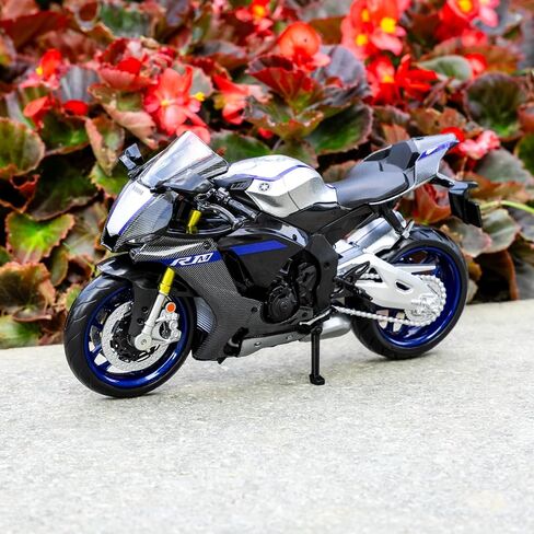 RMZ City Compatible with 1:12 Motorcycle Model Yamaha YZF-R1M Vehicle, Motorcycle Collection and Decoration Diecast Motorcycle Toy Car for Kids Boys Girls, Gift Silver in Saudi Arabia