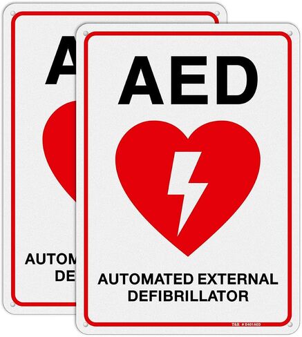 AED Sign - 2 Pack - 10 x 7 Inches Rust Free .040 Aluminum -Reflective, UV Protected, Waterproof, Weatherproof and Fade Resistant - 4 Pre-drilled Holes in Kuwait