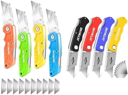 JETMORE 4 Pack Folding Utility Knife with Extra 10Pcs Blades and 4 Pack Box Cutter Utility Knife in Kuwait