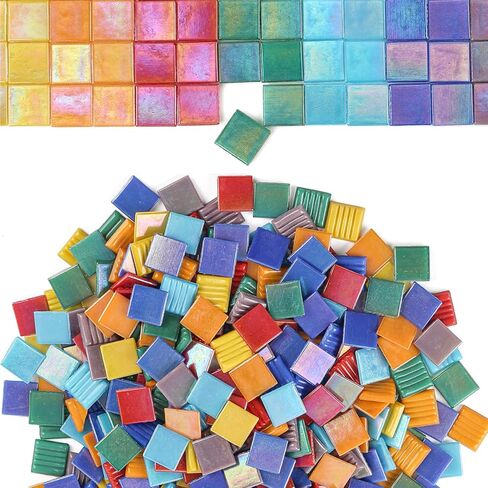 Youway Style 2.2 lb Square Mosaic Tiles,Iridescent Vitreous Glass Pieces in Saudi Arabia