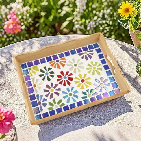 Youway Style 2.2 lb Square Mosaic Tiles,Iridescent Vitreous Glass Pieces in Saudi Arabia