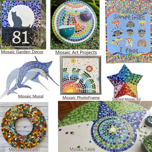 Youway Style 2.2 lb Square Mosaic Tiles,Iridescent Vitreous Glass Pieces in Saudi Arabia