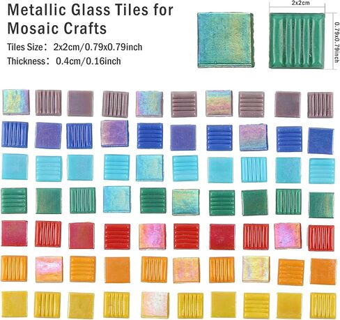Youway Style 2.2 lb Square Mosaic Tiles,Iridescent Vitreous Glass Pieces in Saudi Arabia