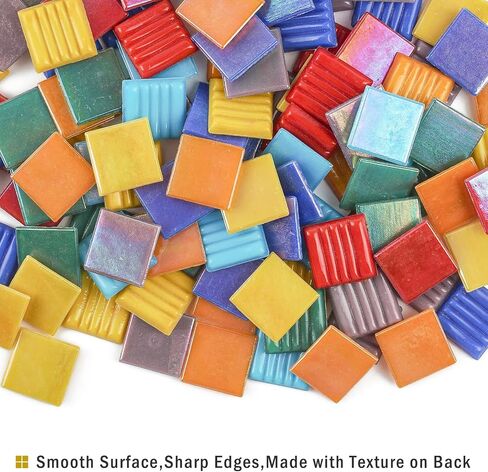 Youway Style 2.2 lb Square Mosaic Tiles,Iridescent Vitreous Glass Pieces in Saudi Arabia