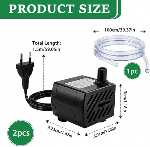 2 Pack Mini Submersible Water Pump, 3W Aquarium Fountain Pump in Kuwait