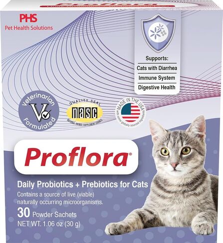 Proflora Probiotics for Cats-Complete Gut Health & Immune Support. Easy to Use Digestive Multi-Strain Probiotics. Easier Diet Transitions, Healthier Skin & Coat & Helps Treat Diarrhea. 30 Packets. in Saudi Arabia
