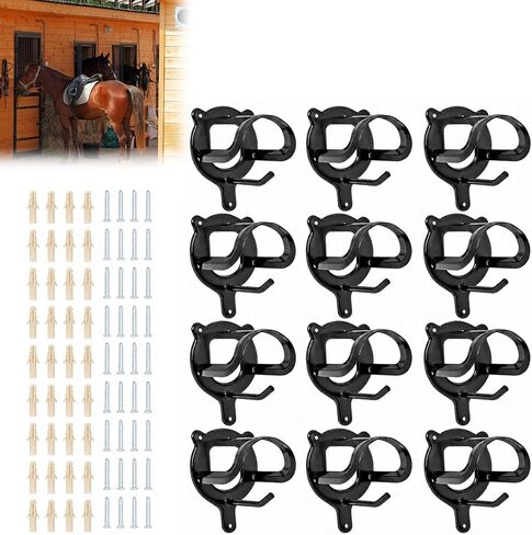 12 Counts Horse Bridle Rack, Bridle Bracket Bridle Hooks with Tubes and Screw, Horse Tack Storage Halter Hanger Metal Bridle Holder for Tack Room,Horse Blanket Rack,Bridle Holder Wall Mount in Kuwait