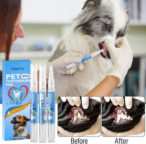 3PCS Pet Toothbrush Pen,Teeth Brightening Pen for Dog-Pet Dog/Cat Teeth Cleaning Pen for Dental Care,Dogs Cats Natural Plants Tartar Remover Tool in Kuwait