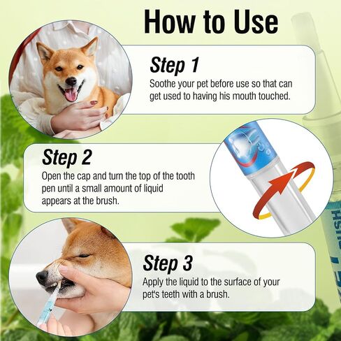 3PCS Pet Toothbrush Pen,Teeth Brightening Pen for Dog-Pet Dog/Cat Teeth Cleaning Pen for Dental Care,Dogs Cats Natural Plants Tartar Remover Tool in Kuwait