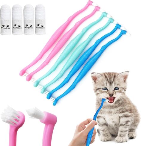 Dual Sided Cat Toothbrush Dog Toothbrush Finger Brush Micro Head, Suitable for Small to Large Dogs & Cats (White, Small) in Kuwait