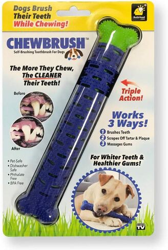 BulbHead Chewbrush Toothbrush and Toy - No Dog Toothpaste Required - Great Teeth Cleaning Toy (1 Pack) in Kuwait