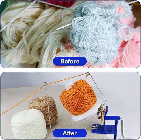 LAMXD Needlecraft Large Jumbo Metal Yarn/Wool/String/Fiber Ball Winder Hand Operated,10-Ounce,with Thread Cutter Scissors, Blue and White in Saudi Arabia