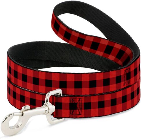 Buckle-Down Dog Leash Buffalo Plaid Black Red 4 Feet Long 1.0 Inch Wide, Multicolor in Kuwait