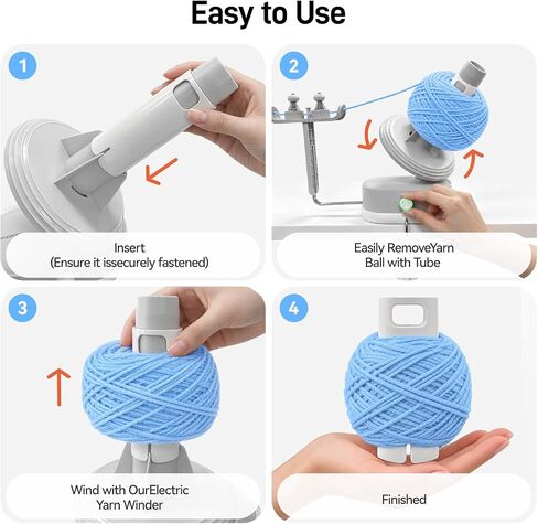 Electric Yarn Winder, Auto Yarn Ball Winder 15oz Large Capacity for Crocheting with Stepless Speed & Dual-Spring Tension, USB Rechargeable Cordless Yarn Cake Winder Yarn Spinner for Crochet Lovers in Kuwait