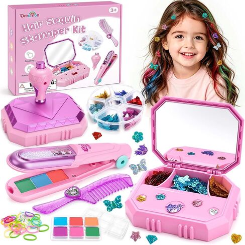 Dreamon Hair Gem Stamper Kit with Hair Chalk, Birthday Gifts for Girls 3-12 in Saudi Arabia