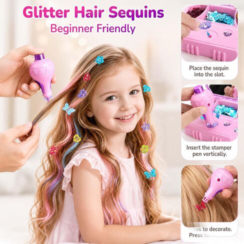 Dreamon Hair Gem Stamper Kit with Hair Chalk, Birthday Gifts for Girls 3-12 in Saudi Arabia