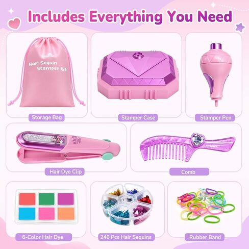 Dreamon Hair Gem Stamper Kit with Hair Chalk, Birthday Gifts for Girls 3-12 in Saudi Arabia