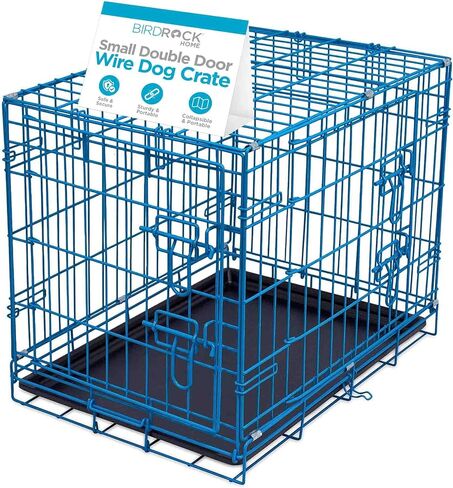 Internet's Best Wire Dog Crate for Dogs - Double Door Metal Steel Crate, Indoor Folding & Collapsible Cage, Secure & Durable, Portable Travel Kennel, Ideal for Home Use - Pink, 36 Inches in Kuwait